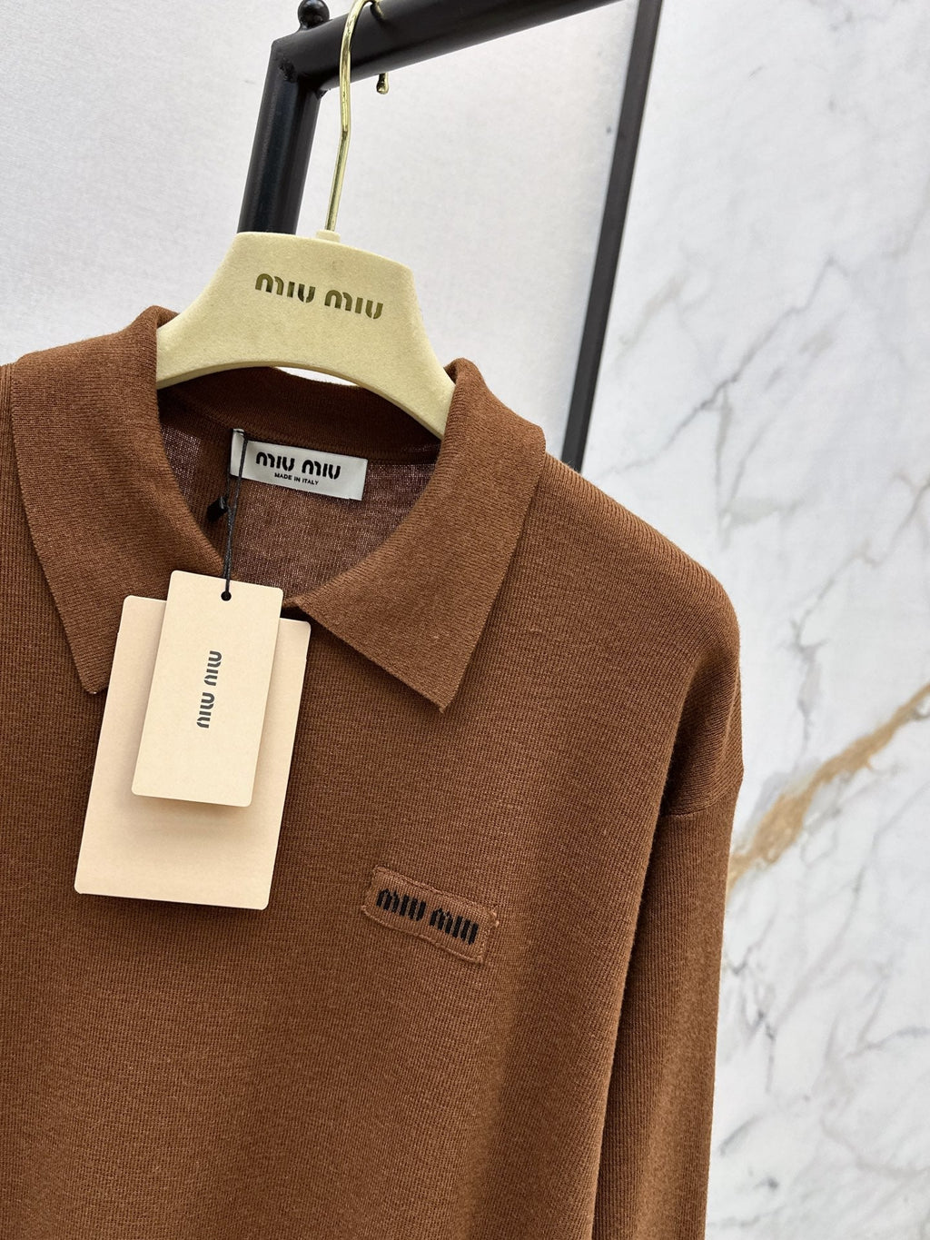 26FW New Long-Sleeve Knit Polo with Embroidered Letter Logo 🤎