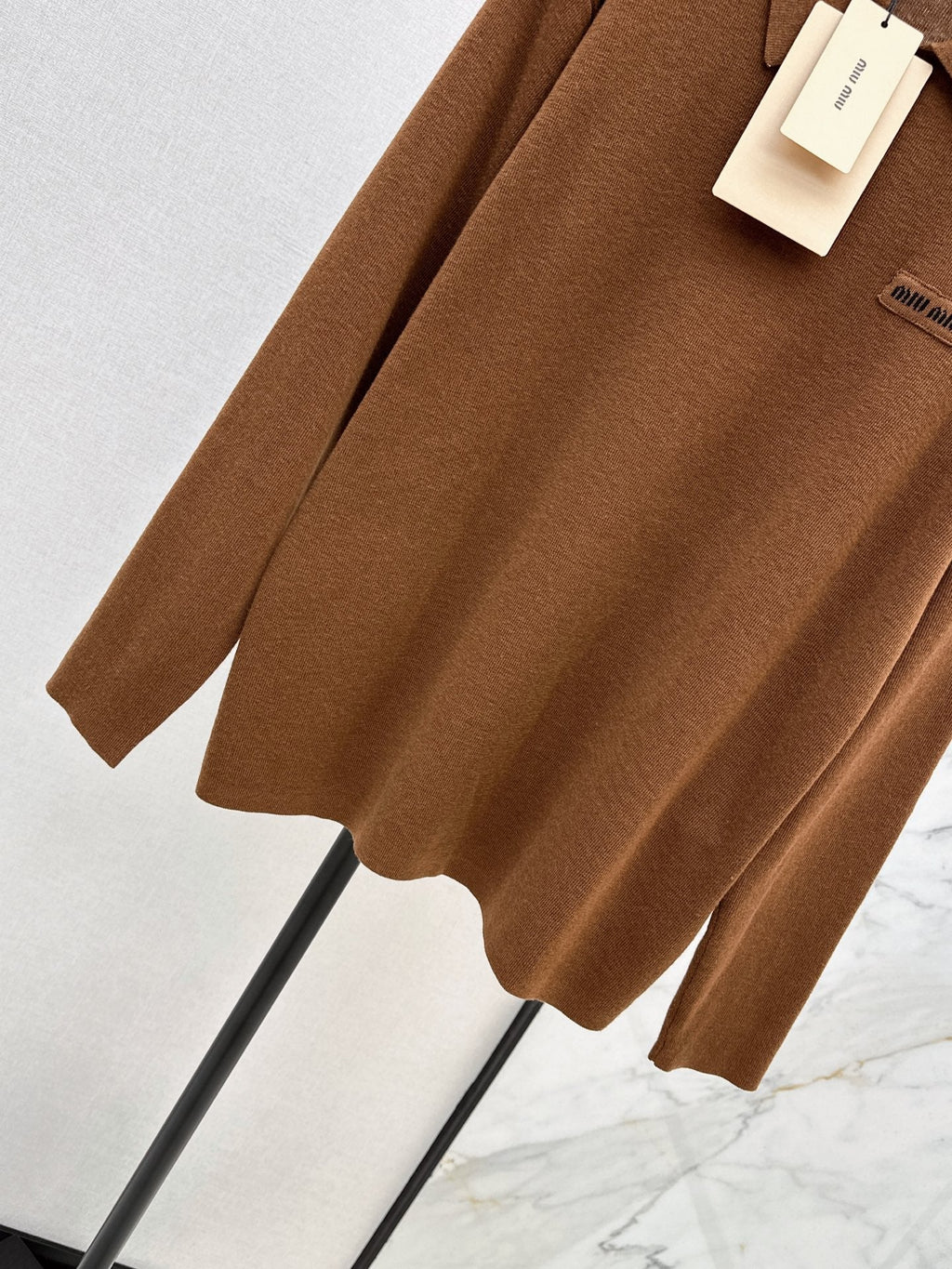 26FW New Long-Sleeve Knit Polo with Embroidered Letter Logo 🤎
