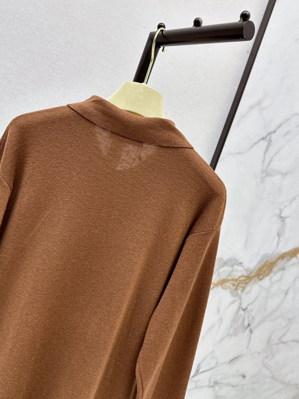 26FW New Long-Sleeve Knit Polo with Embroidered Letter Logo 🤎