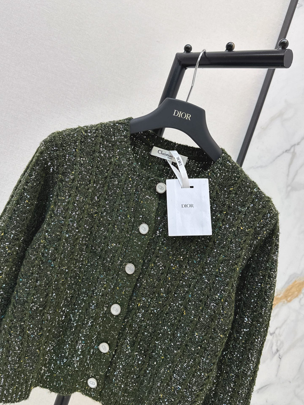 🔥Highest Quality🔥26FW New Iridescent Sequin Cashmere Cardigan 🖤