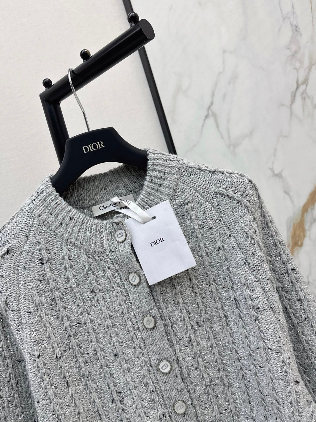 🔥Highest Quality🔥26FW New Premium Grey Iridescent Sequin Cardigan 🩶