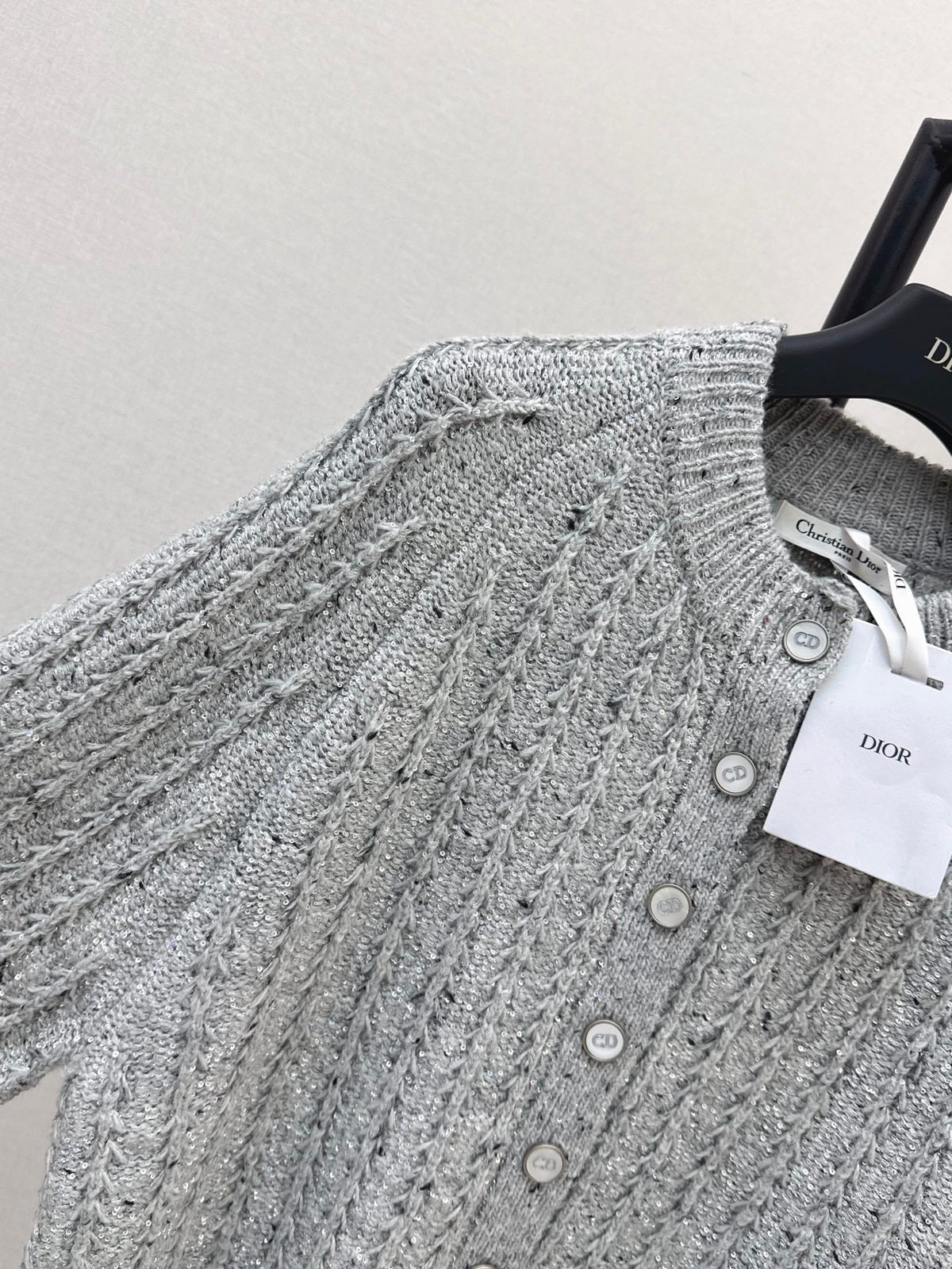 🔥Highest Quality🔥26FW New Premium Grey Iridescent Sequin Cardigan 🩶