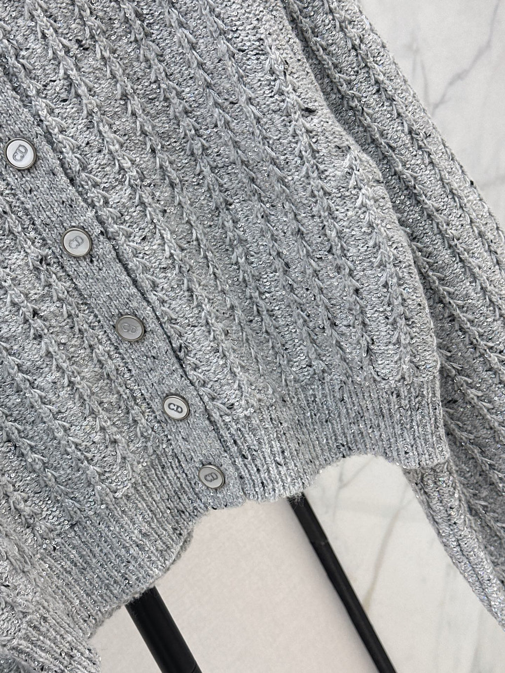🔥Highest Quality🔥26FW New Premium Grey Iridescent Sequin Cardigan 🩶