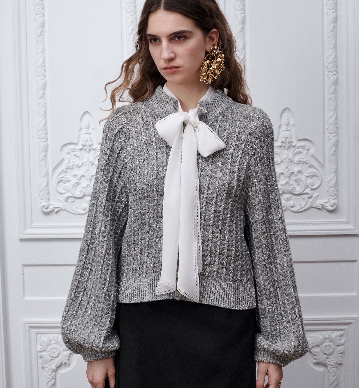 🔥Highest Quality🔥26FW New Premium Grey Iridescent Sequin Cardigan 🩶