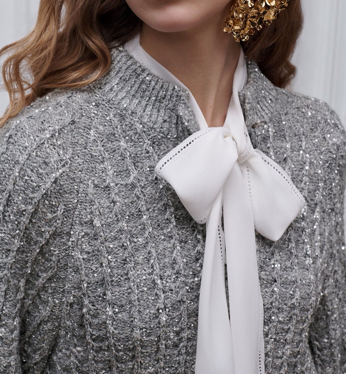 🔥Highest Quality🔥26FW New Premium Grey Iridescent Sequin Cardigan 🩶