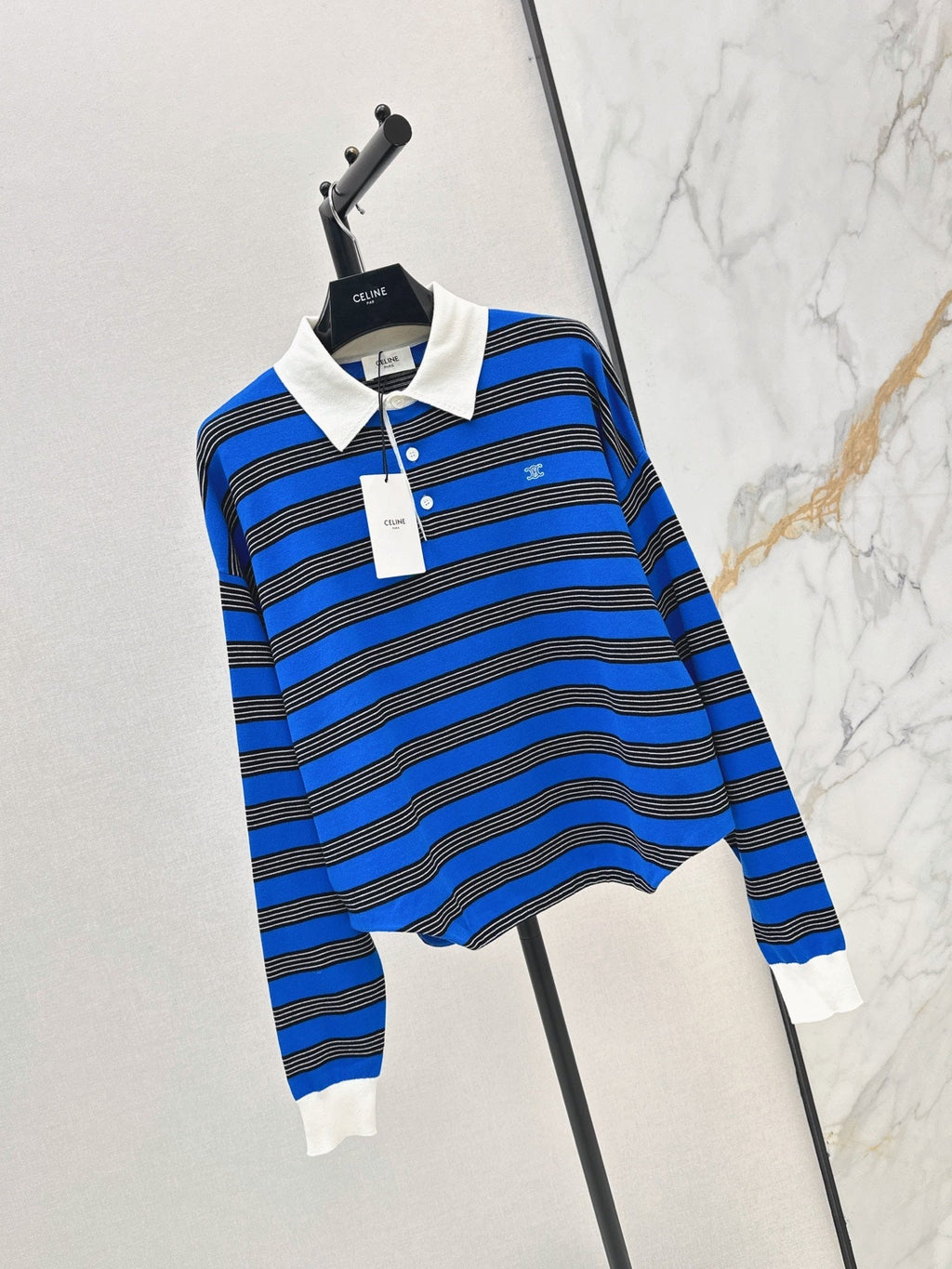 26FW New Striped Long-Sleeve Knit Polo 🩵