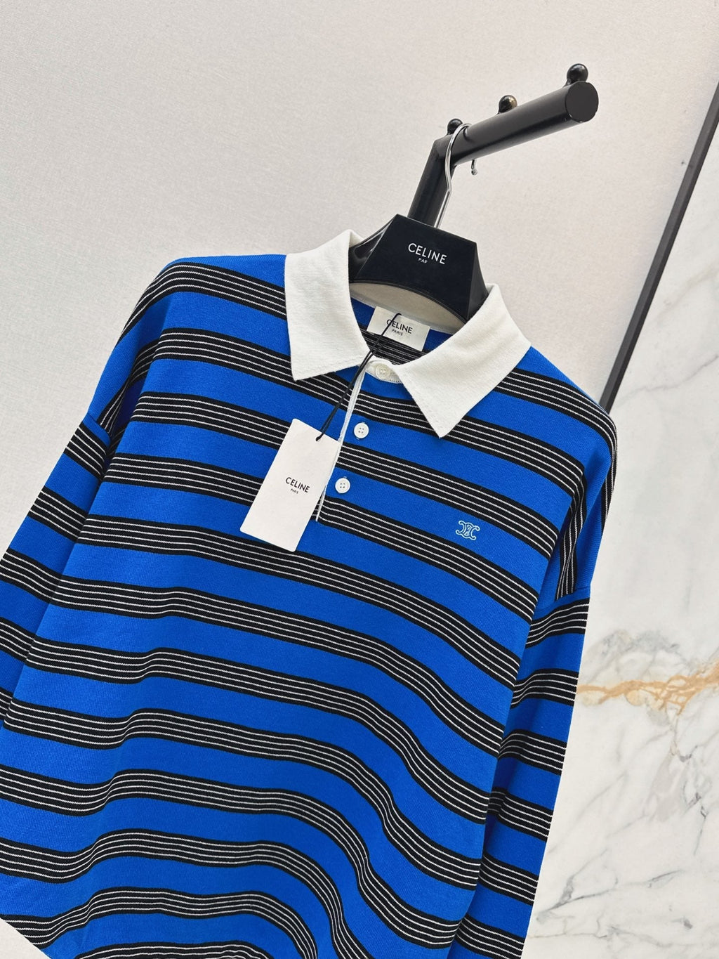 26FW New Striped Long-Sleeve Knit Polo 🩵