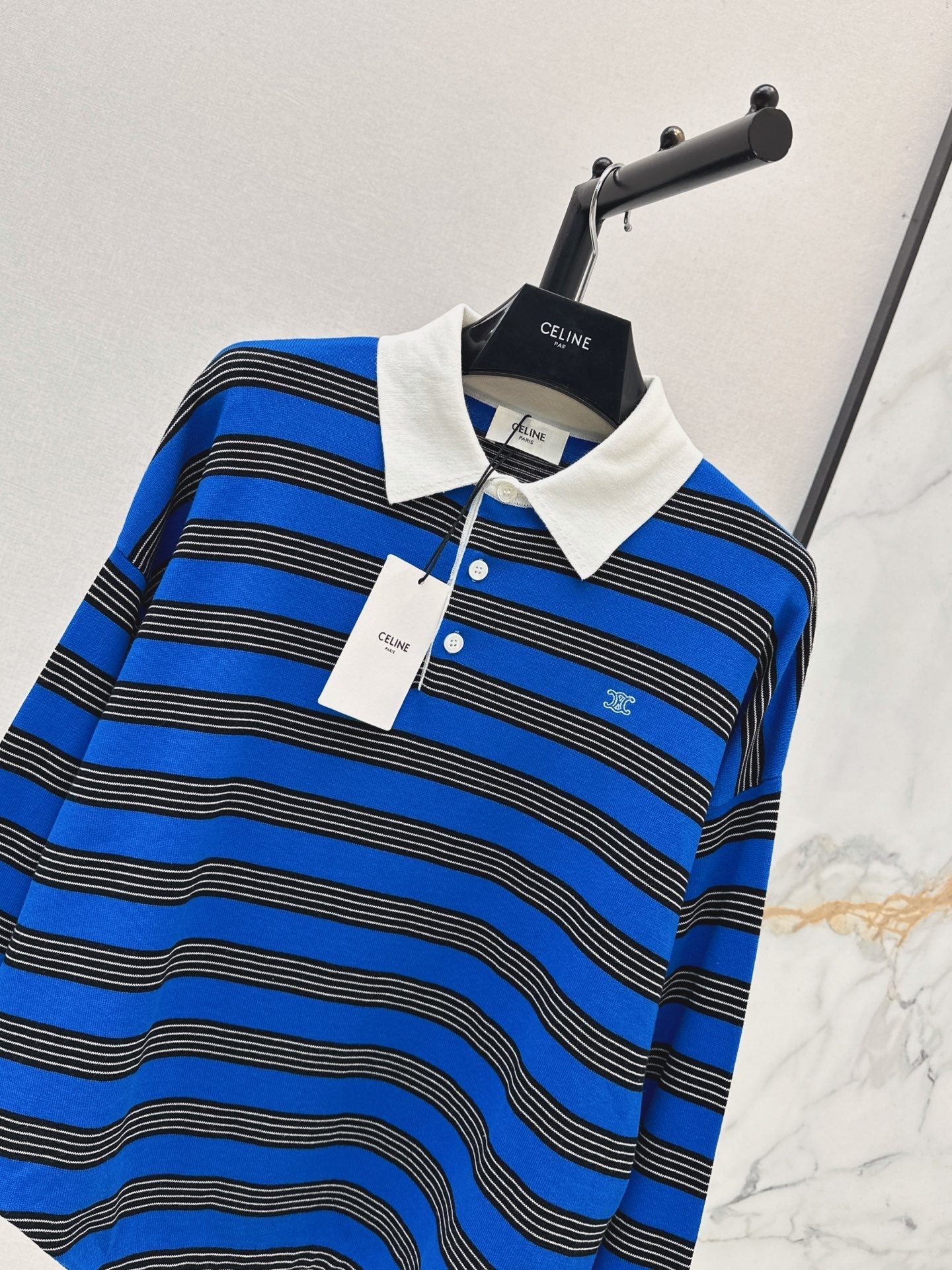26FW New Striped Long-Sleeve Knit Polo 🩵