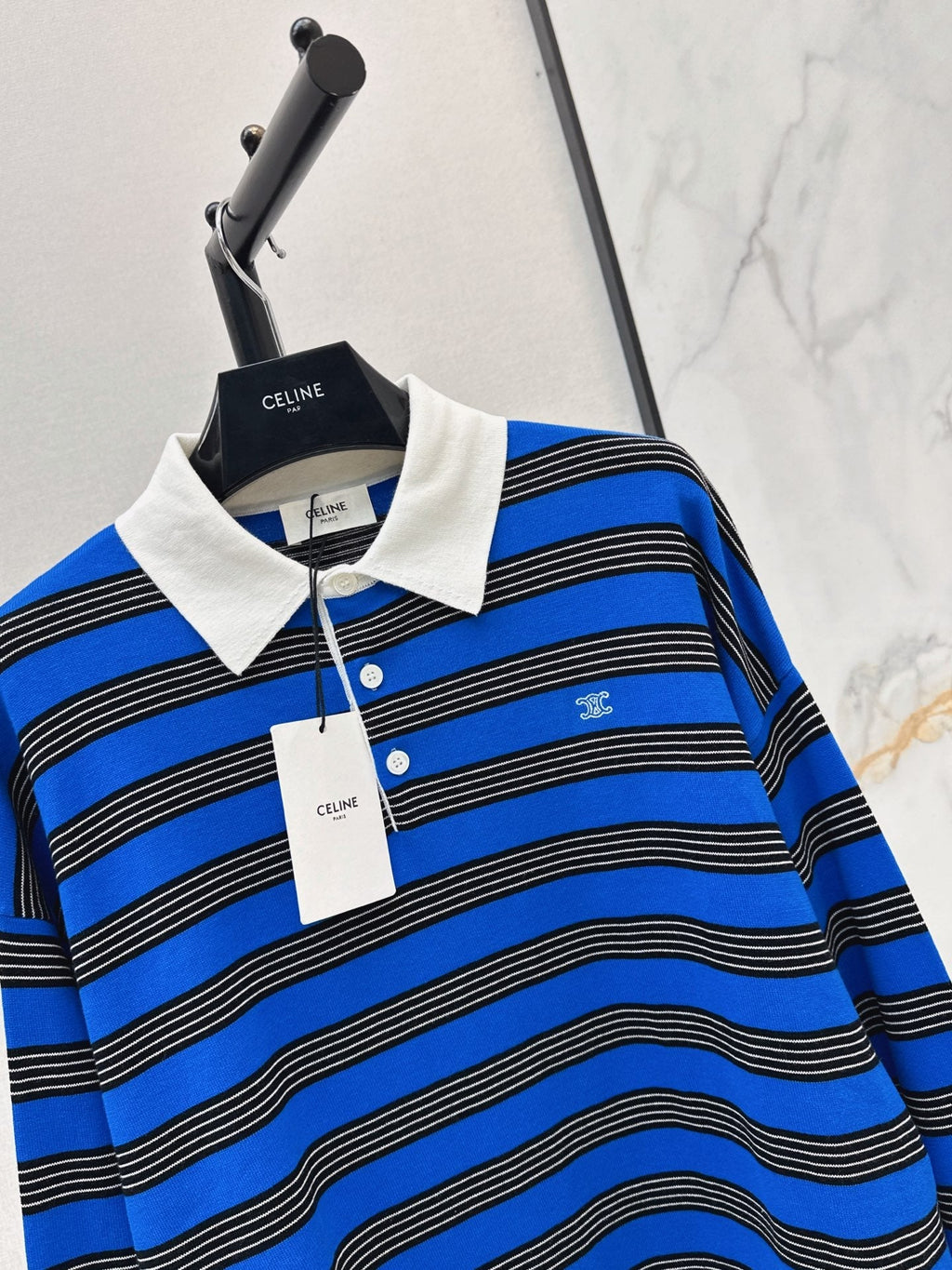 26FW New Striped Long-Sleeve Knit Polo 🩵