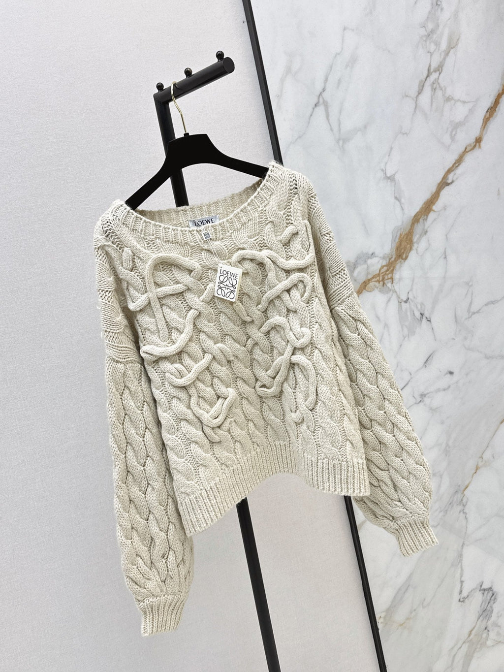 26FW New Cream Pullover Sweater with Woven Logo 🤍