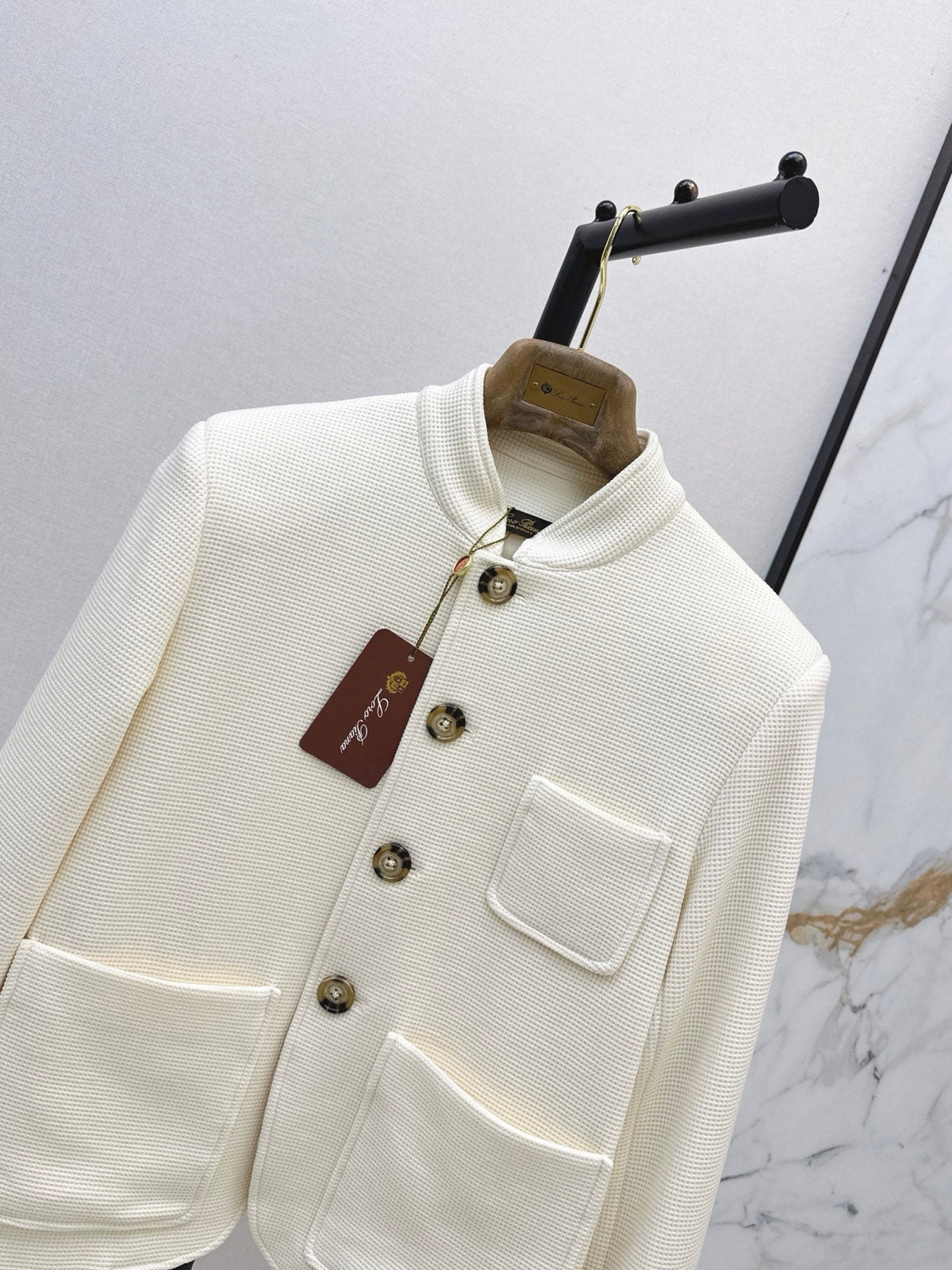 🔥Highest Quality🔥26FW New Cream Waffle-Knit Stand-Collar Jacket 🤍