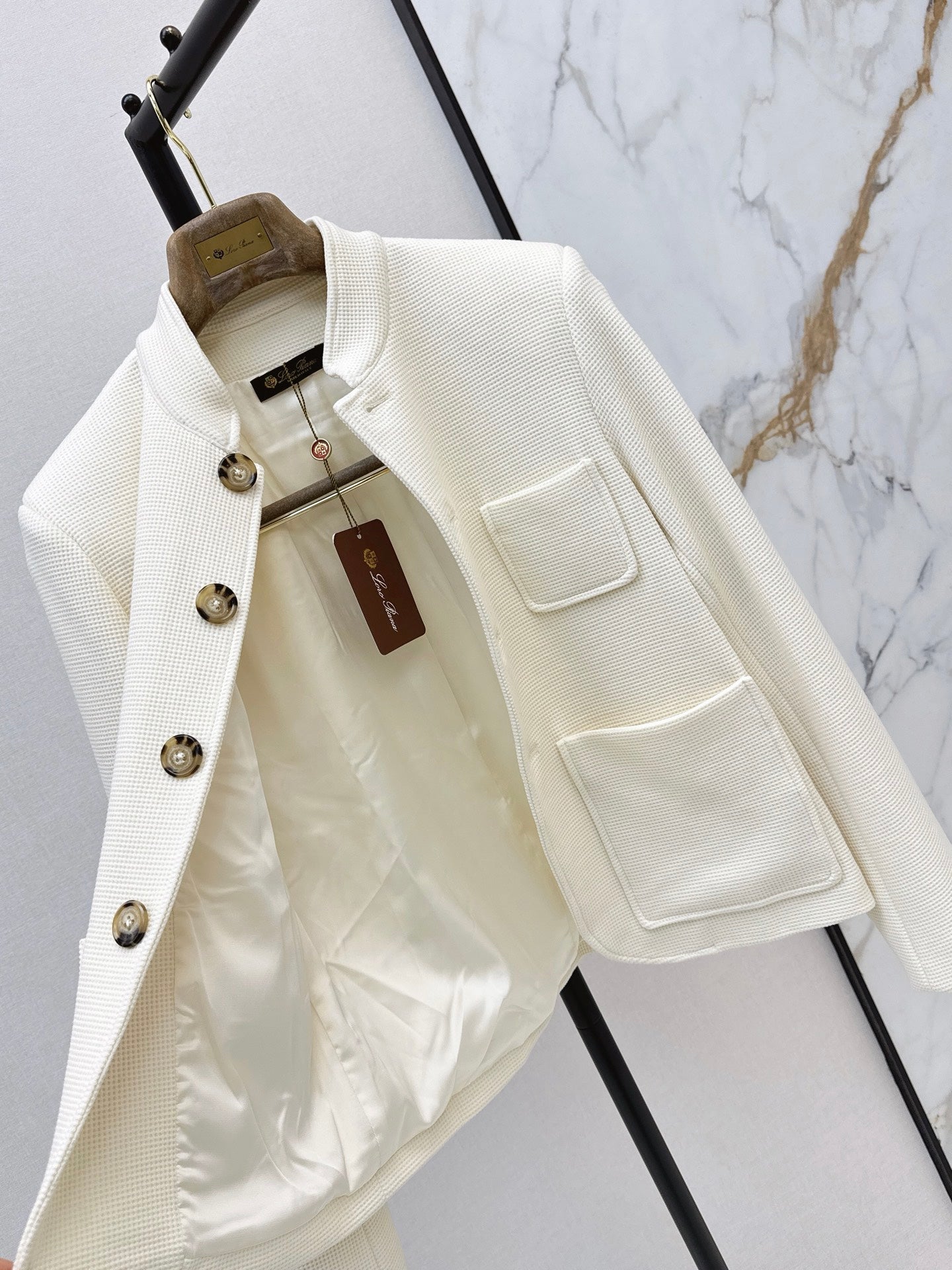 🔥Highest Quality🔥26FW New Cream Waffle-Knit Stand-Collar Jacket 🤍
