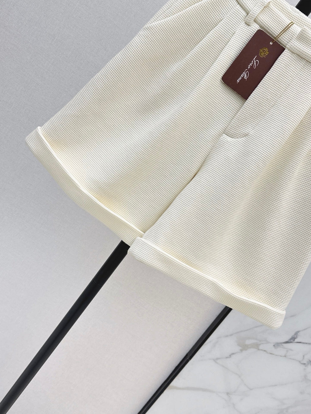 🔥Highest Quality🔥26FW New Cream Waffle-Knit Straight-Leg Shorts 🤍