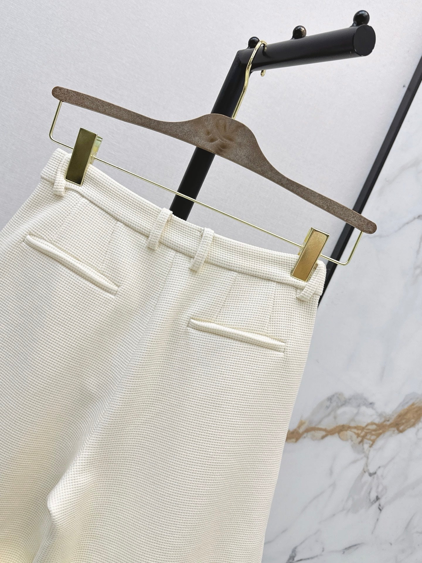 🔥Highest Quality🔥26FW New Cream Waffle-Knit Straight-Leg Shorts 🤍