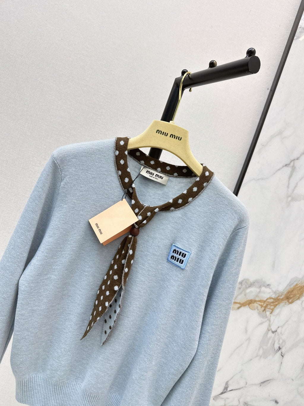 26FW New Bow-Tie V-Neck Cropped Knit Top 🩵