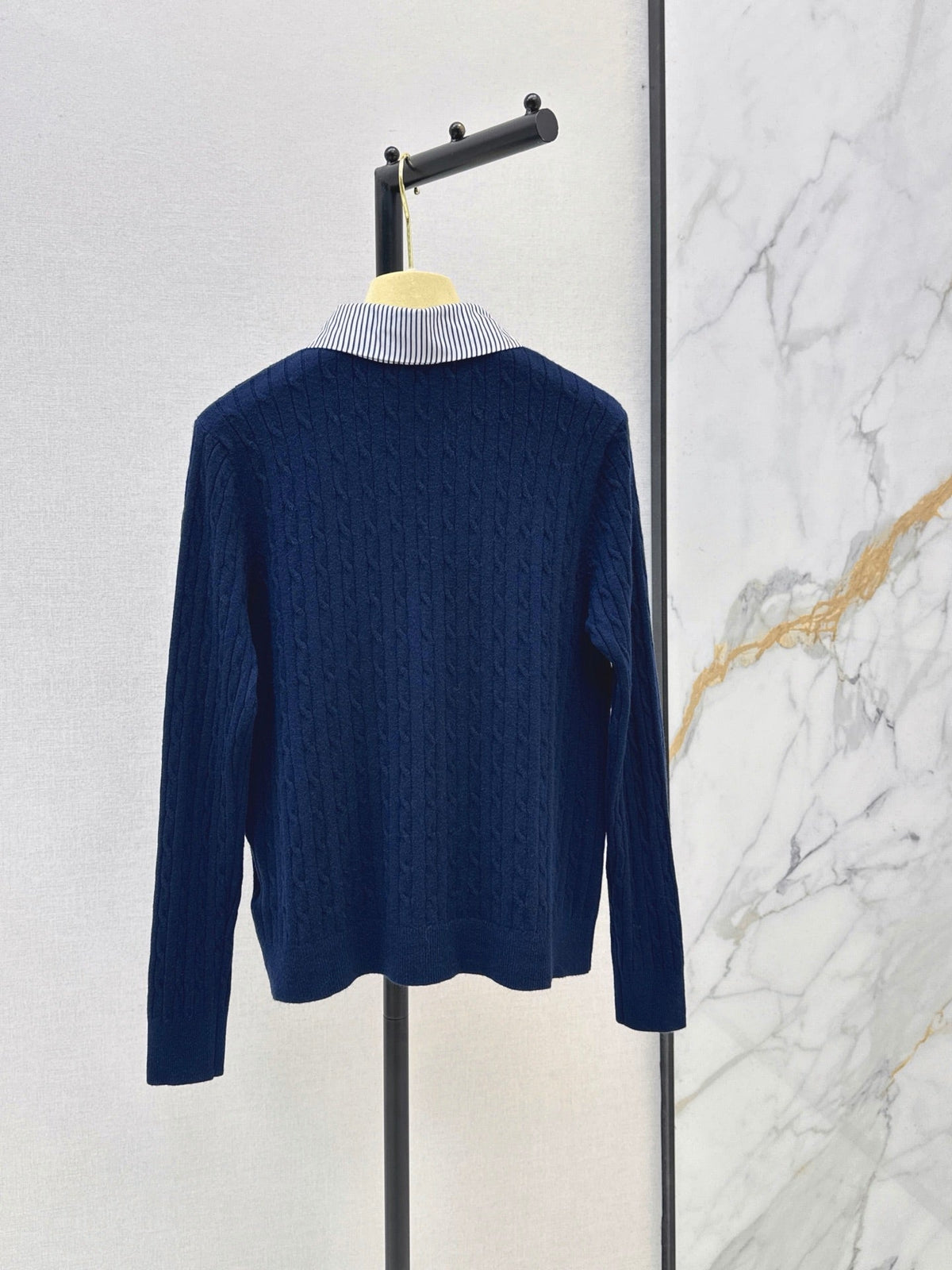 26FW New Color-Block Striped Collared Knit Cardigan 🖤