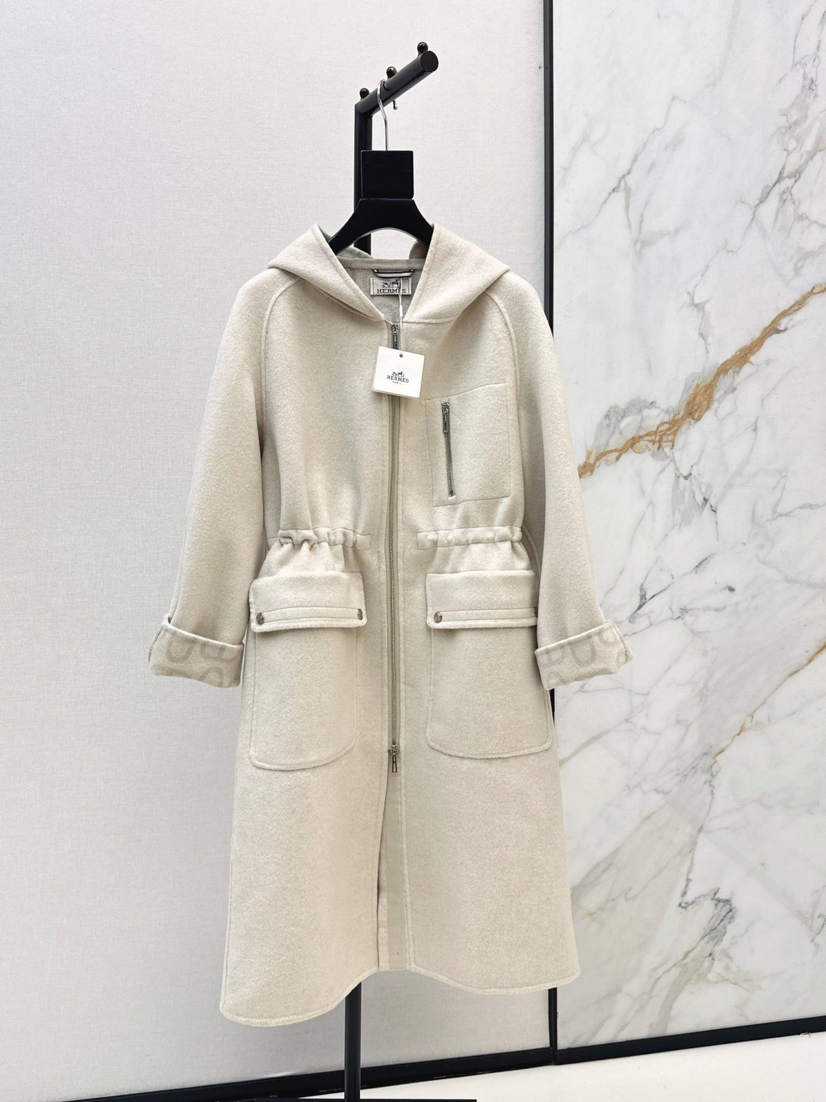 26FW New Reversible Cashmere Long Hooded Coat with Drawstring Waist 🖤