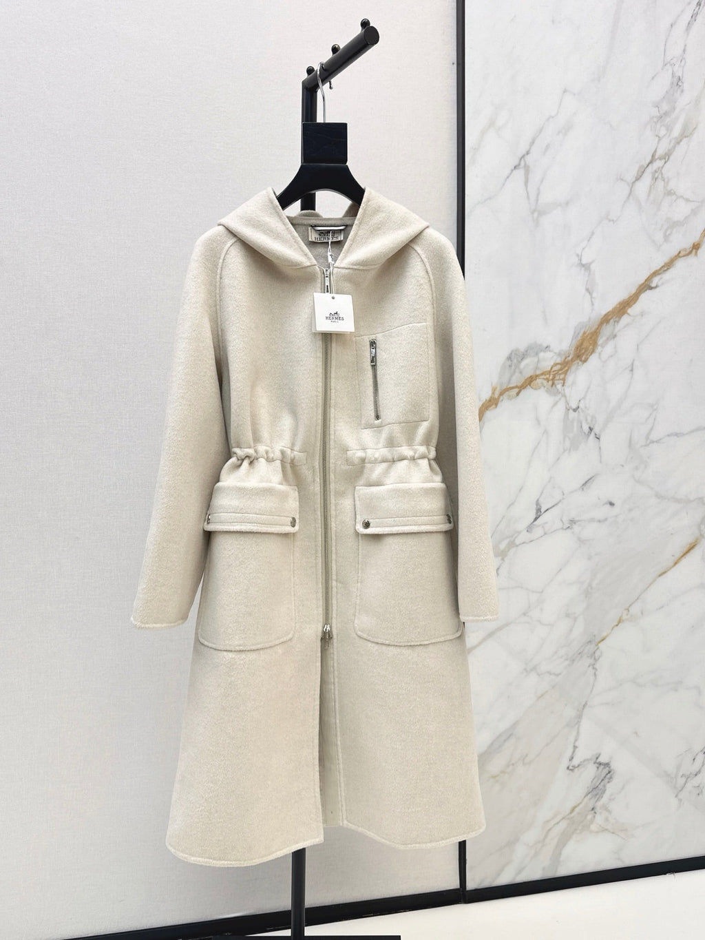 26FW New Reversible Cashmere Long Hooded Coat with Drawstring Waist 🖤