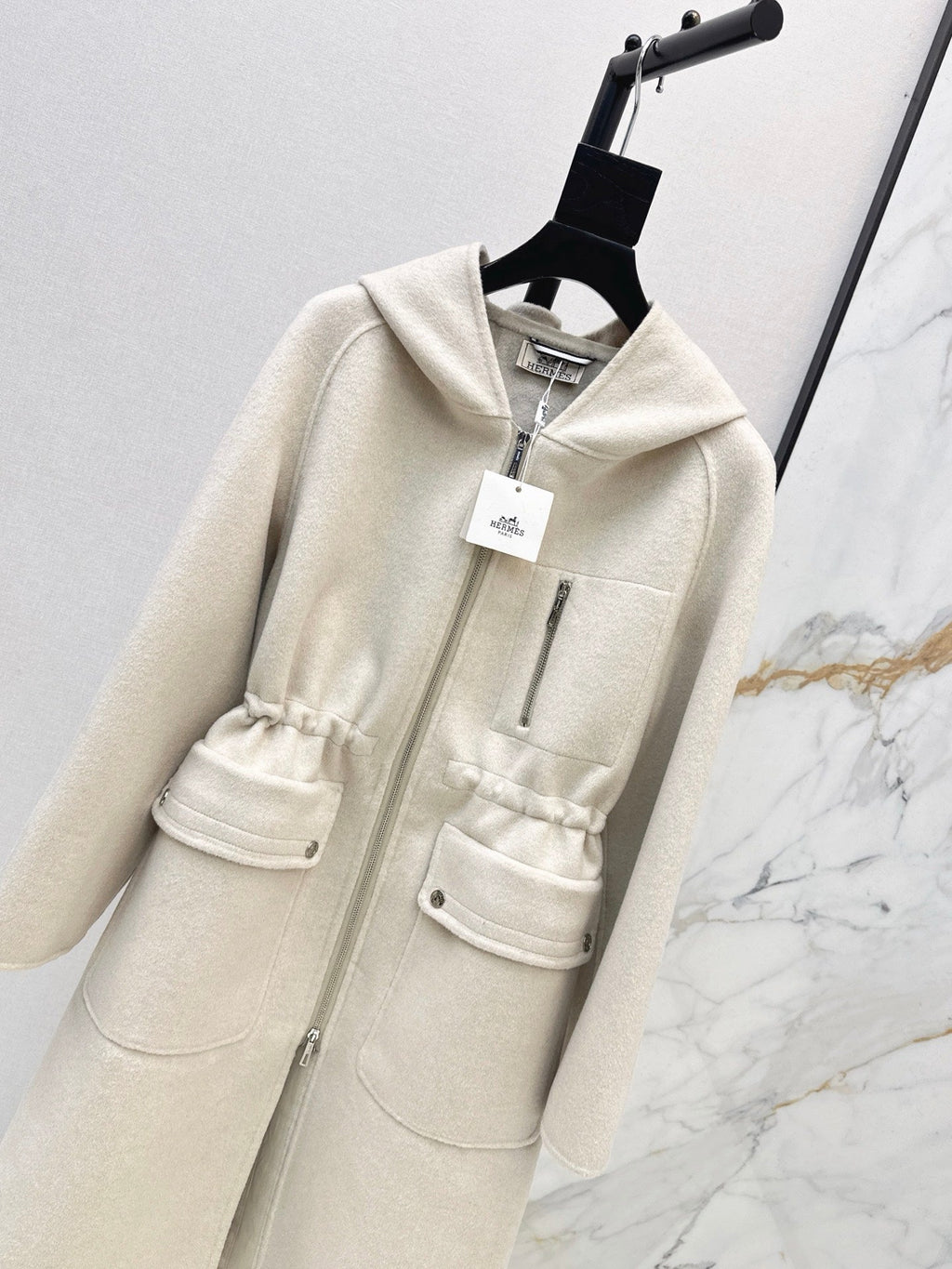 26FW New Reversible Cashmere Long Hooded Coat with Drawstring Waist 🖤