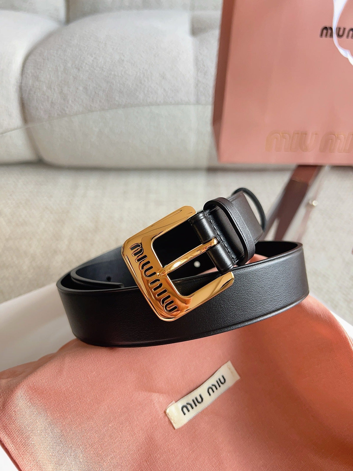 26FW New MM Black Leather Belt with Metal Buckle 30mm