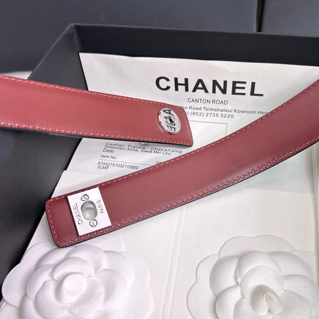 26FW New Black & Red Top-Grain Cowhide Belt 30mm