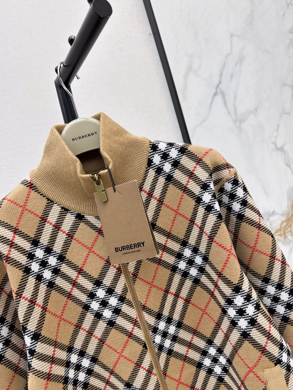 26FW New Vintage Plaid Knit Zip-Up Jacket 🤎