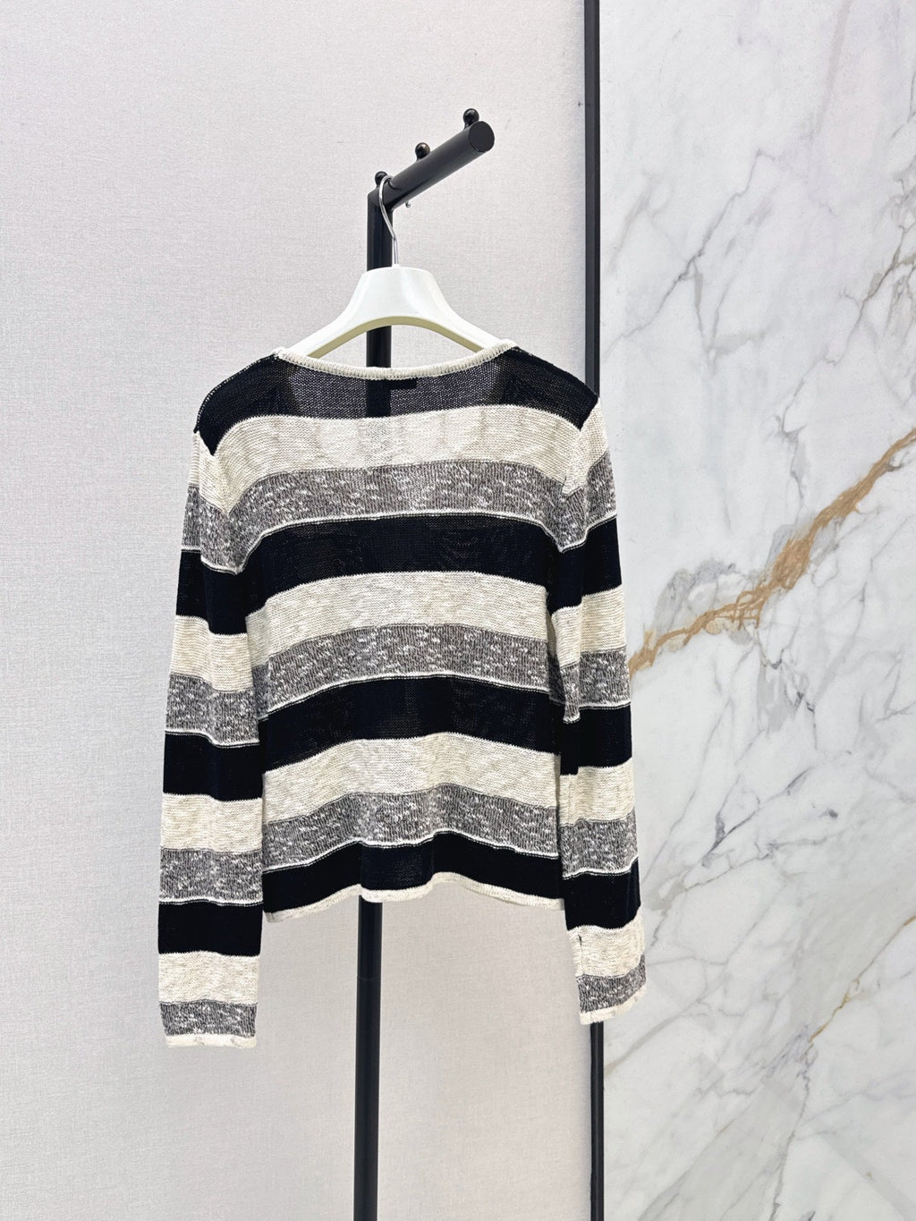 26FW New Loose-Fit Striped Long-Sleeve Knit Cardigan with Embroidered Logo 🤎
