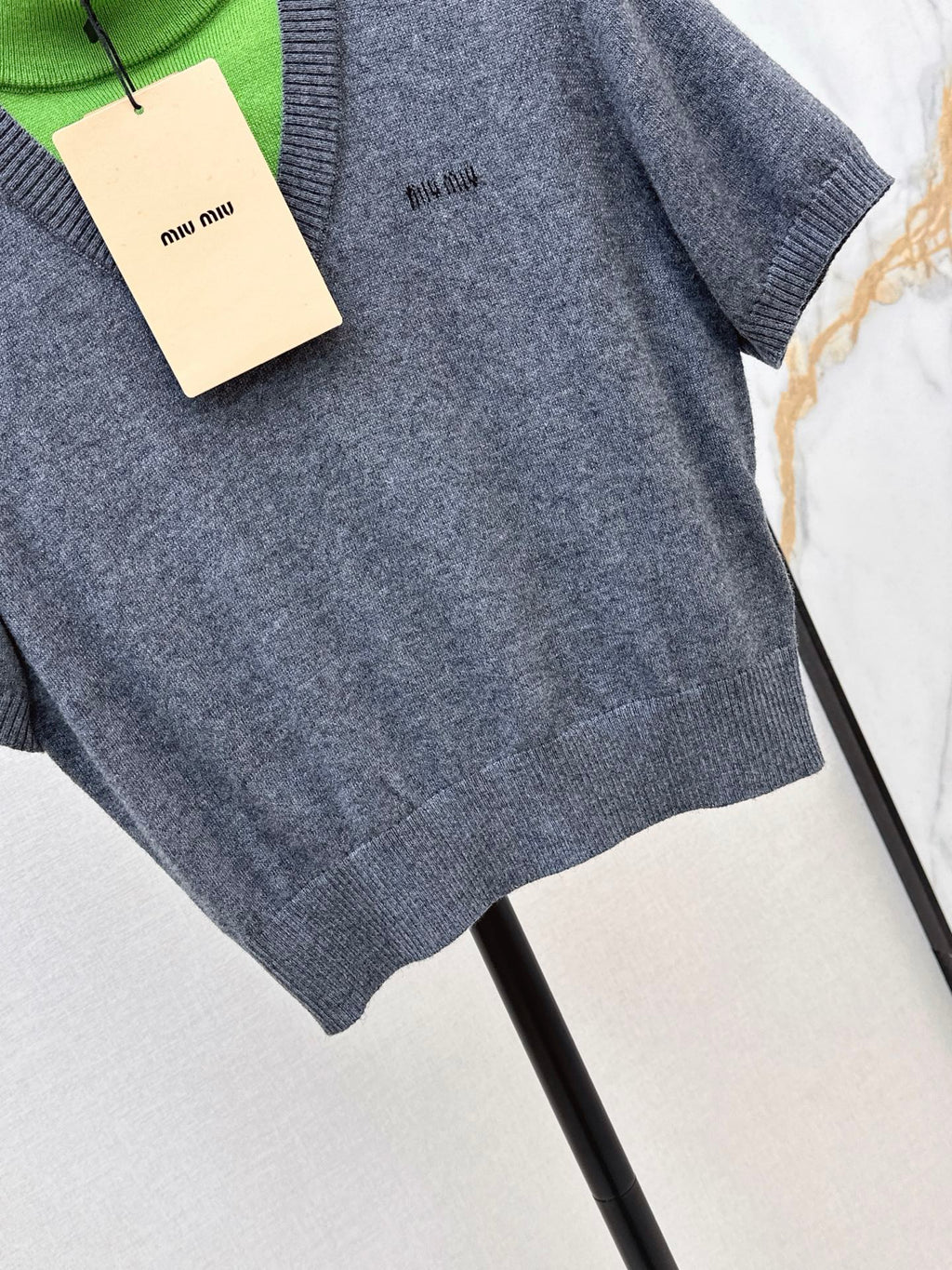 26FW New Mock-Layer High-Neck Cropped Knit Top 🩶