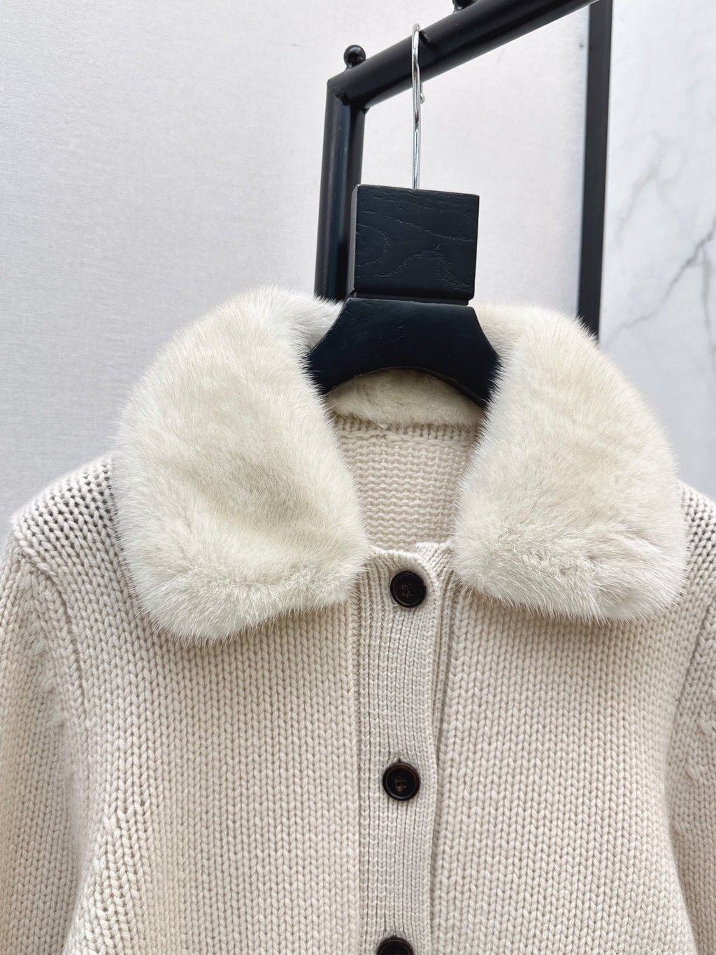 🔥Highest Quality🔥26FW New Cashmere Cardigan with Detachable Mink Collar 🖤