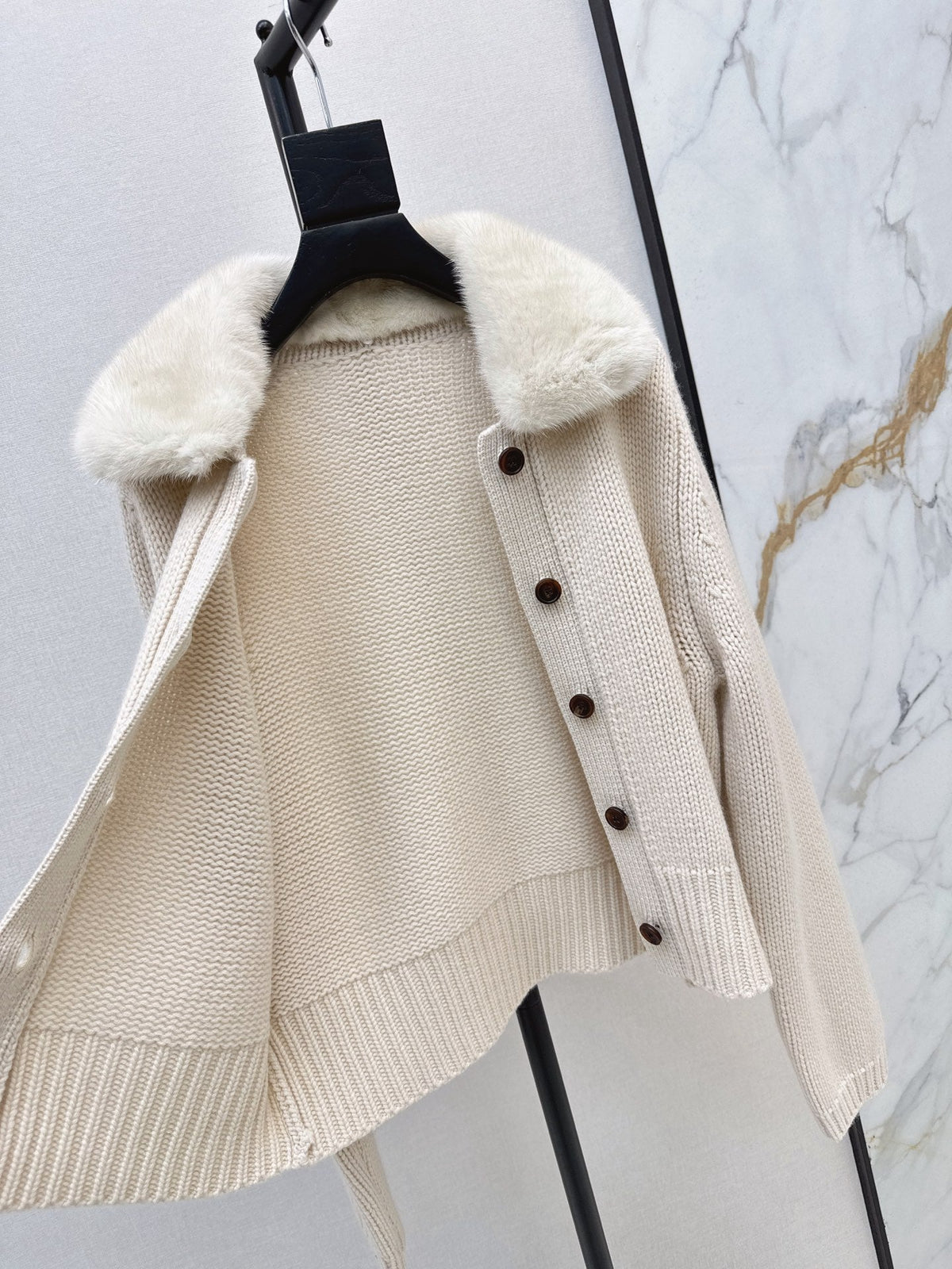 🔥Highest Quality🔥26FW New Cashmere Cardigan with Detachable Mink Collar 🖤