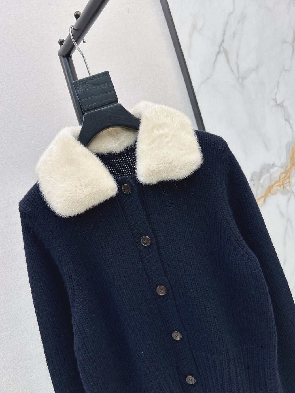 🔥Highest Quality🔥26FW New Cashmere Cardigan with Detachable Mink Collar 🖤