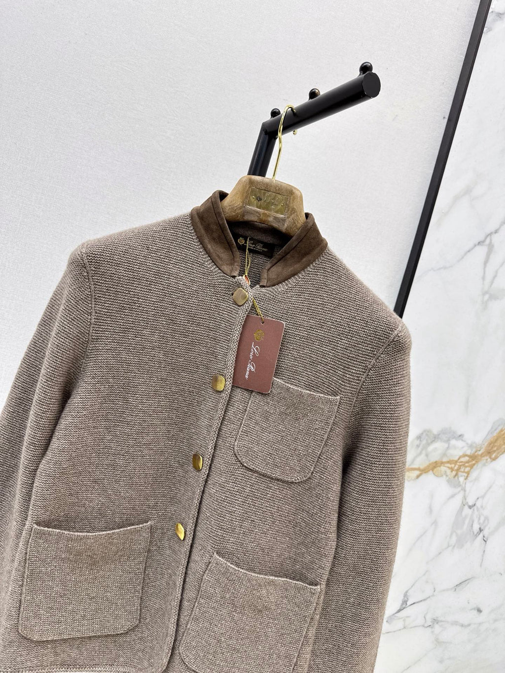 🔥Highest Quality🔥26FW New: Custom-design knit jacket featuring a blend of cashmere and suede 🤎